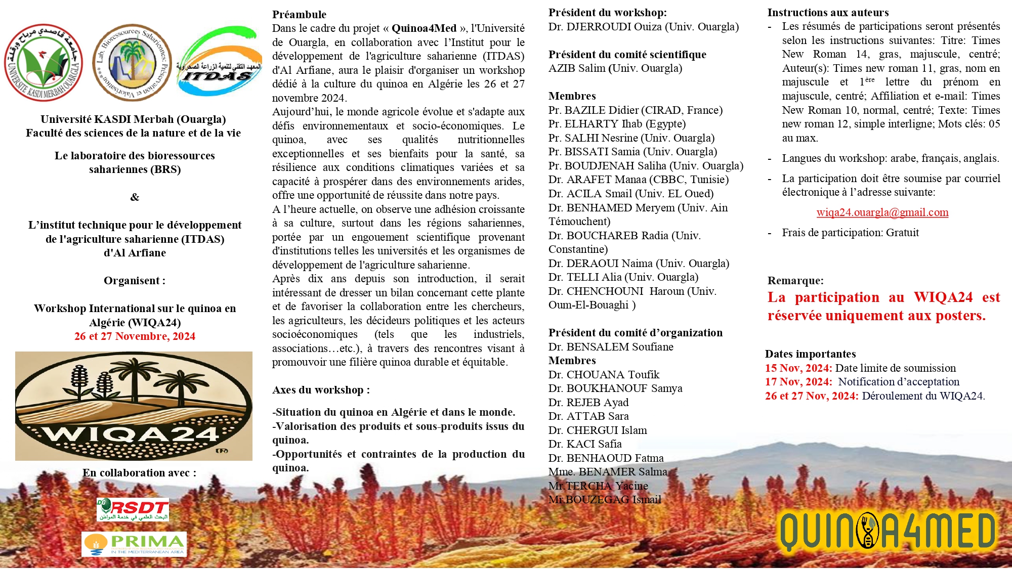 Workshop International sur le quinoa en Algérie (WIQA-24)